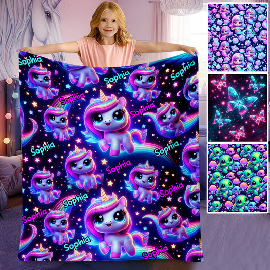 Beautiful Glowing Pattern - Personalized Kid Blanket