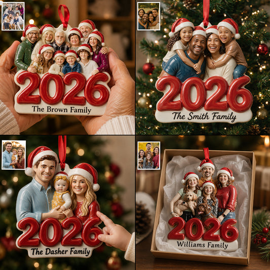 Benutzerdefiniert aus jedem Foto - Personalisierte Familien Premium 3D Ornament