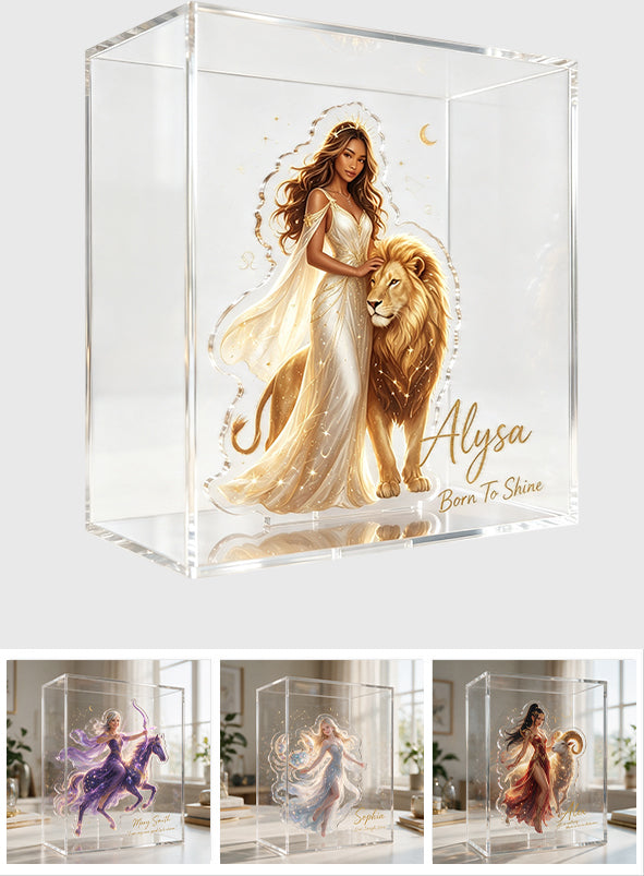Custom Zodiac Fantasy Acrylic Keepsake - Personalized Horoscope Acrylic Display Box
