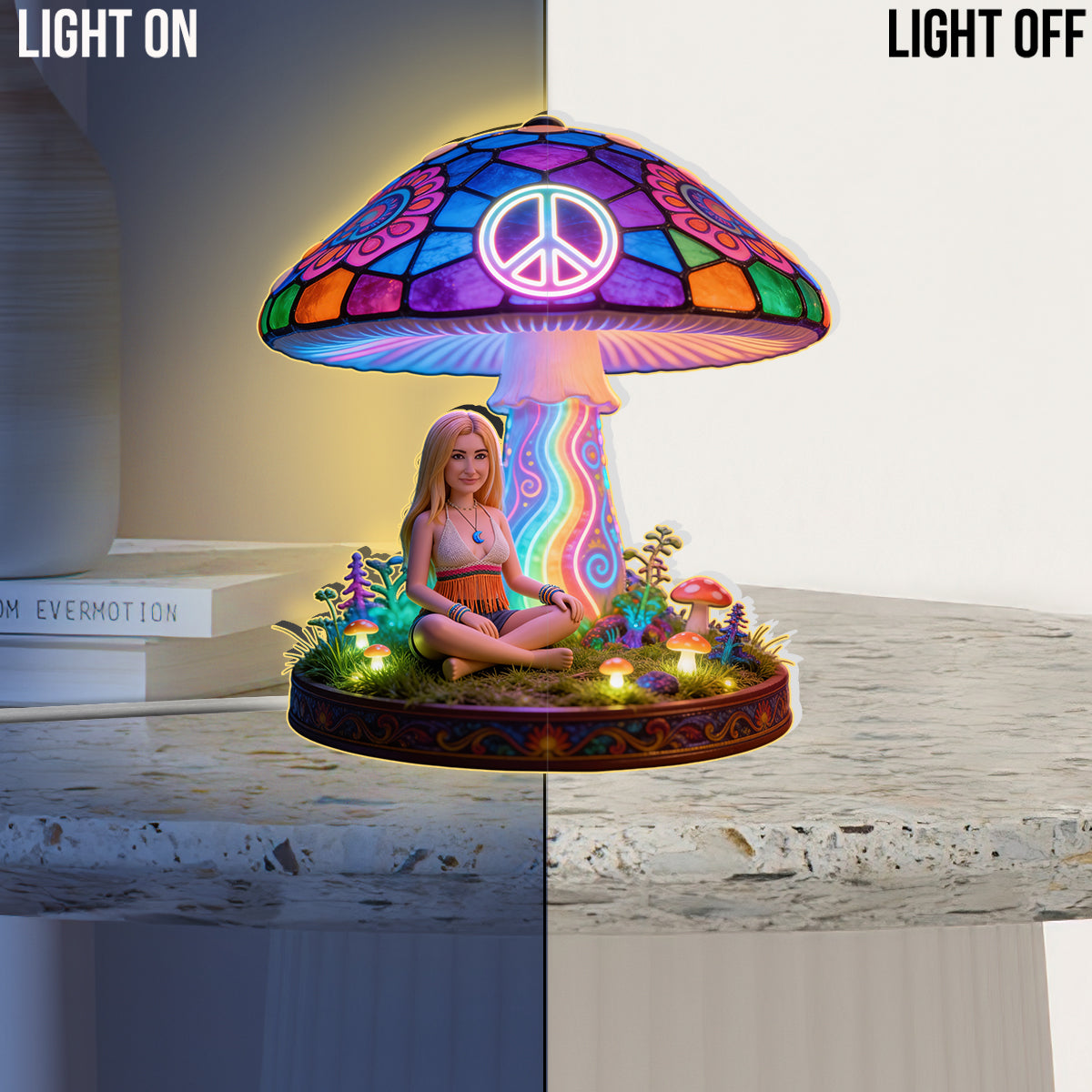 Hippie Theme, Custom From Any Image - Personalized Hippie Acrylic LED Night Light