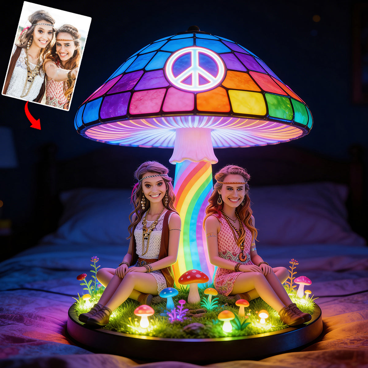 Hippie Theme, Custom From Any Image - Personalized Hippie Acrylic LED Night Light