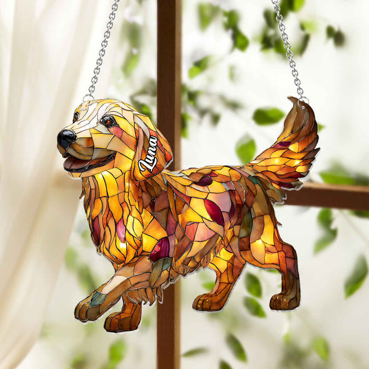 I Love My Dog - Personalized Dog Window Hanging Suncatcher Ornament