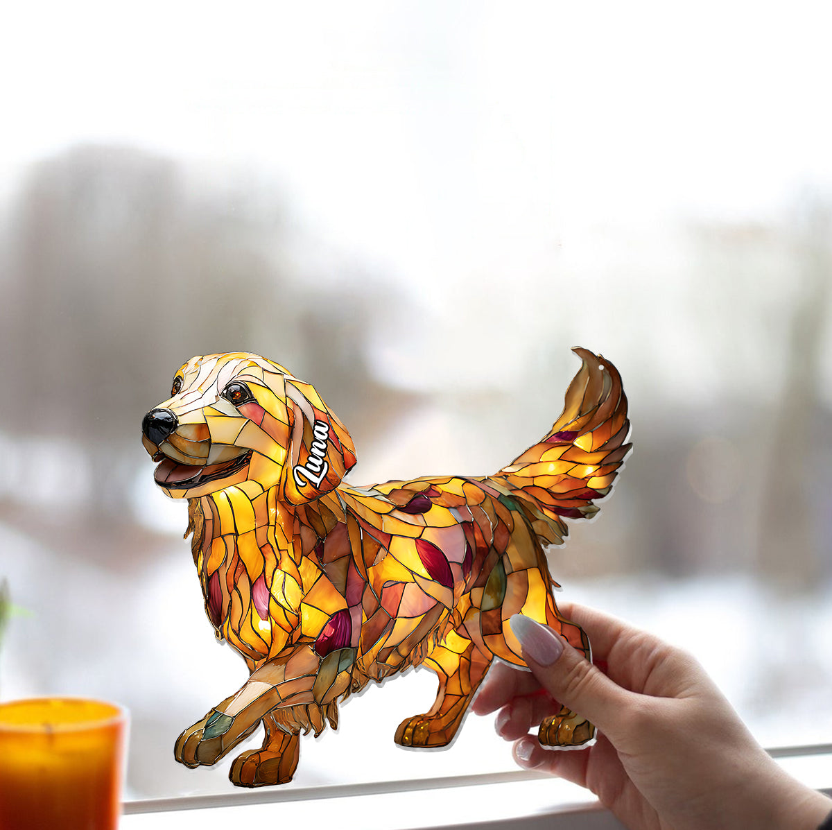 I Love My Dog - Personalized Dog Window Hanging Suncatcher Ornament