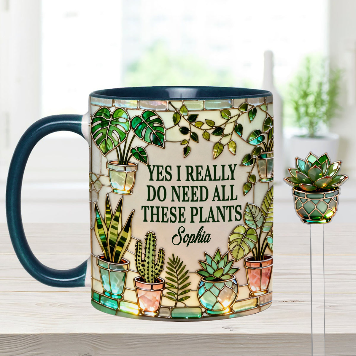 I Really Do Need All These Plants - Personalized Gardening Set Accent Mug with Acrylic Stirrers