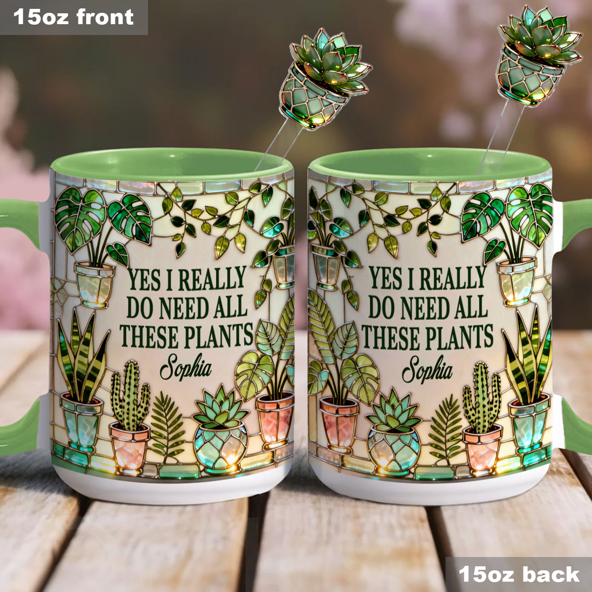 I Really Do Need All These Plants - Personalized Gardening Set Accent Mug with Acrylic Stirrers