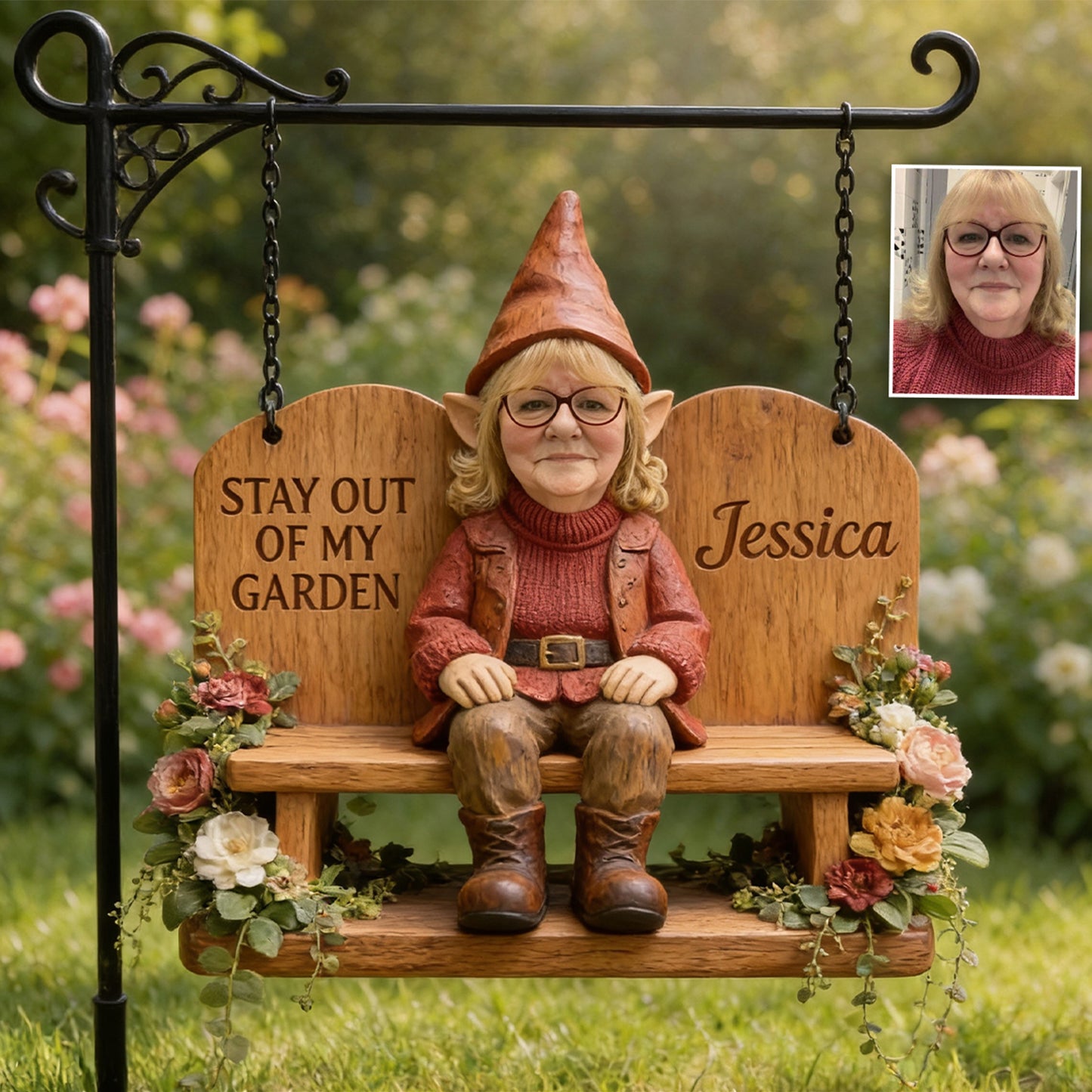 Garden Gnome, Garden Fairy - Personalized Gardening Wood Sign With Stake