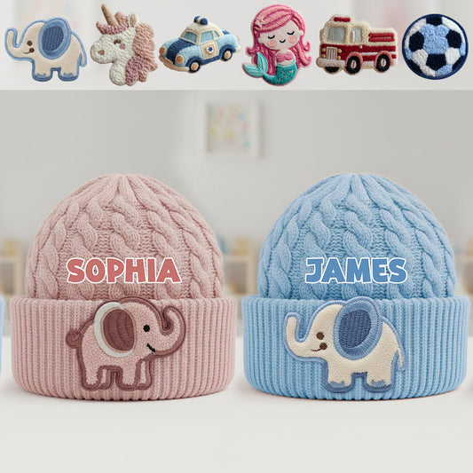Baby Winter - Personalized Kid Beanie Hat With Patches