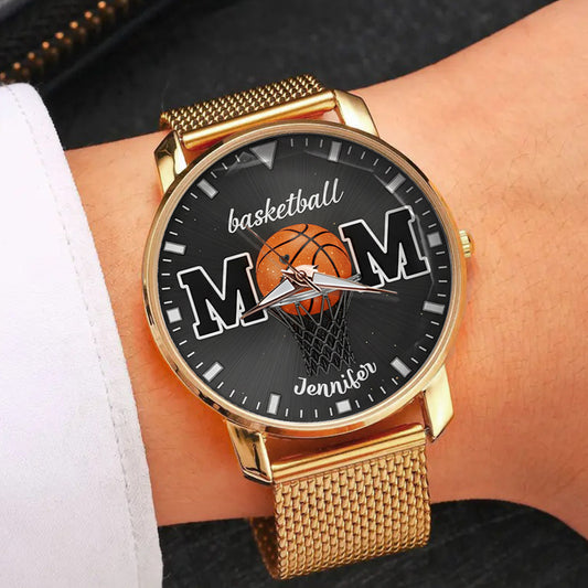 Basketballl Mom - Personalisierte Basketball-Damen-Handuhr 