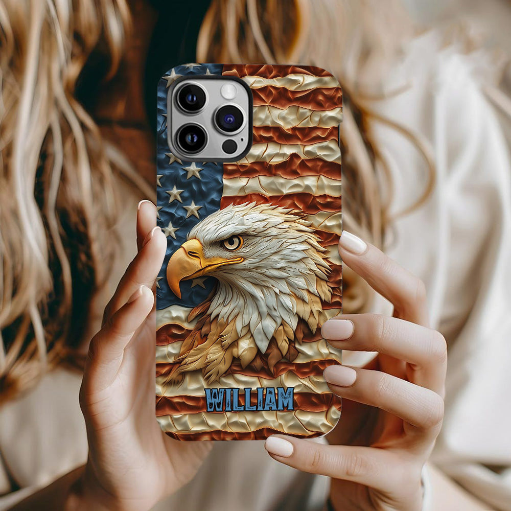 Starker Adler – Personalisierte Handyhülle mit Weißkopfseeadler-Vollbild