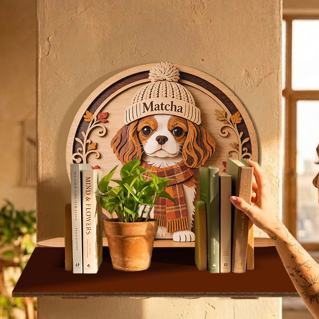 Hello Fall - Personalized Dog Wooden Floating Shelf