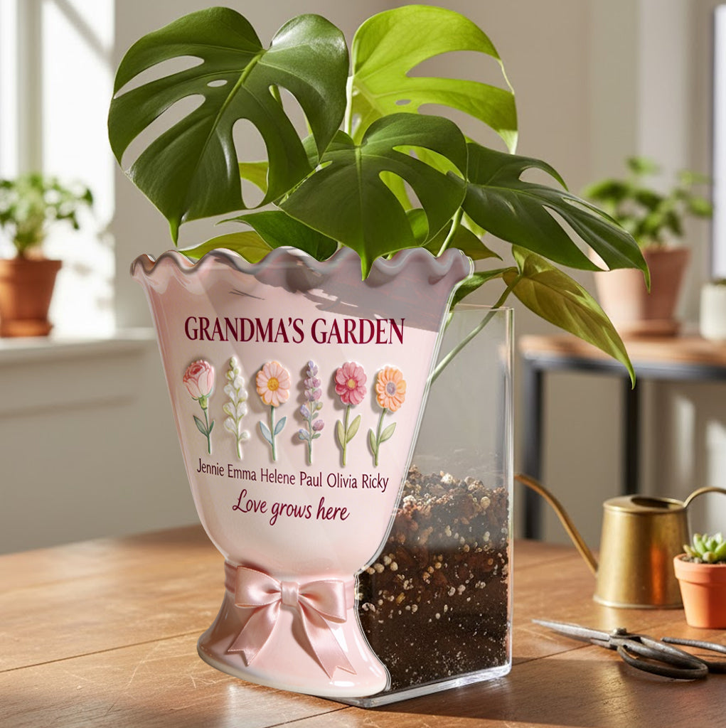 Love Grows Here - Personalized Grandma Acrylic Flower Vase