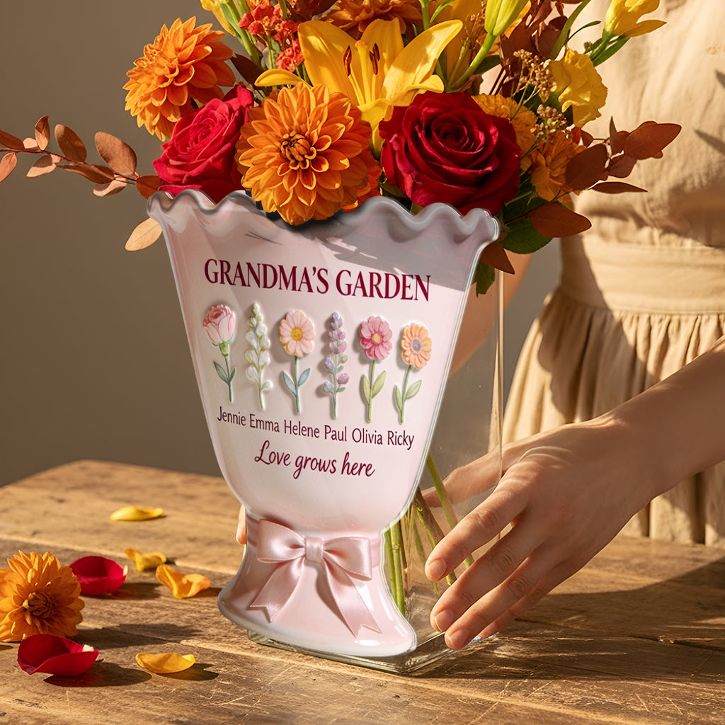 Love Grows Here - Personalized Grandma Acrylic Flower Vase