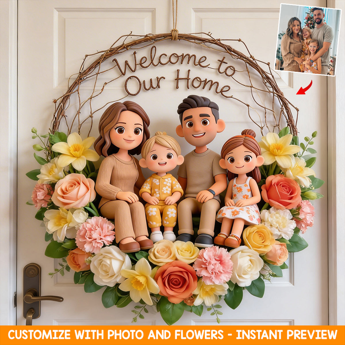 Floral Welcome Sign - Personalized Birth Month Flower LED Light Acrylic Sign