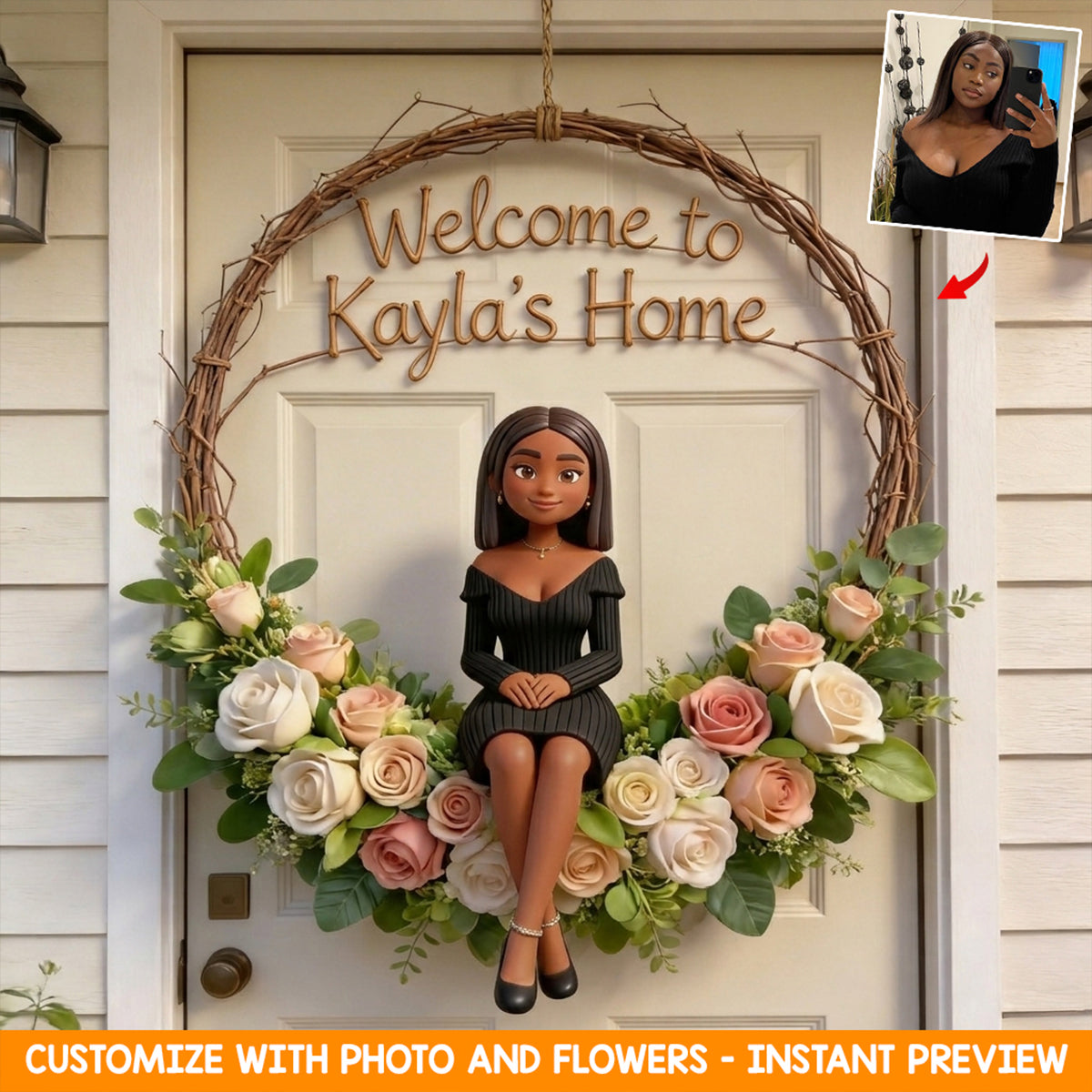 Floral Welcome Sign - Personalized Birth Month Flower LED Light Acrylic Sign