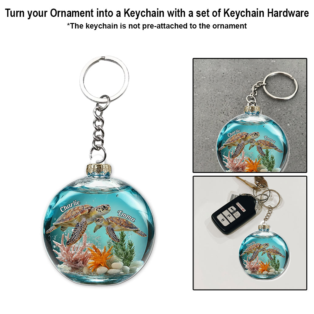 Turtle Couple - Personalized Turtle Transparent Ornament