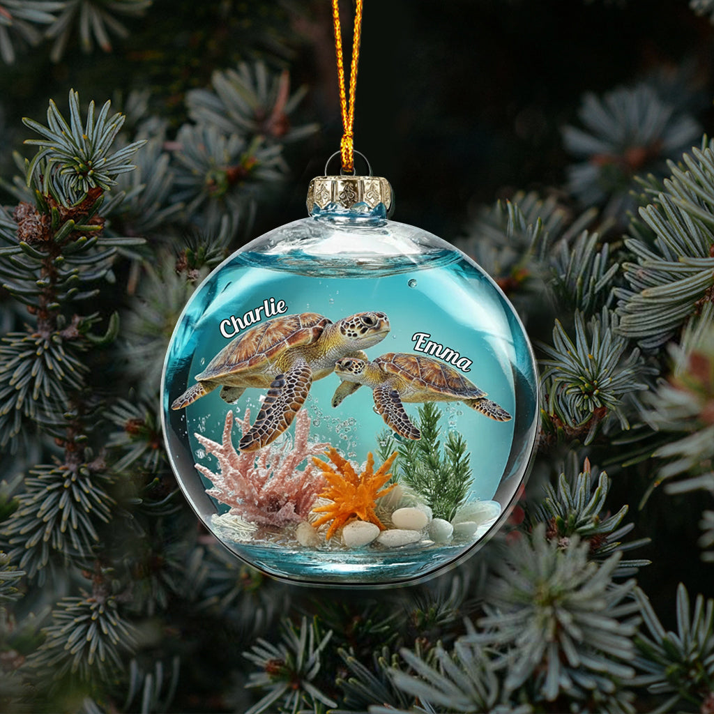 Turtle Couple - Personalized Turtle Transparent Ornament