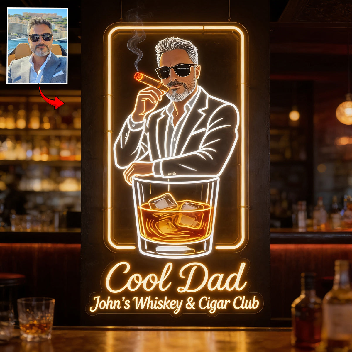 Super Papa - Enseigne en Acrylique LED Personnalisée