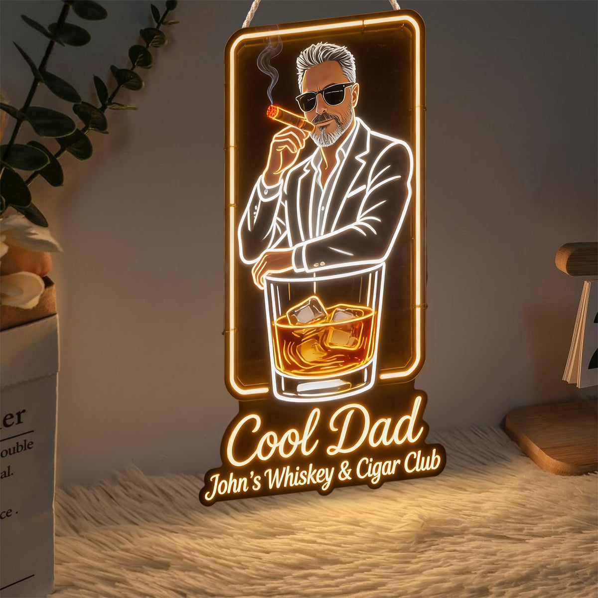 Super Papa - Enseigne en Acrylique LED Personnalisée