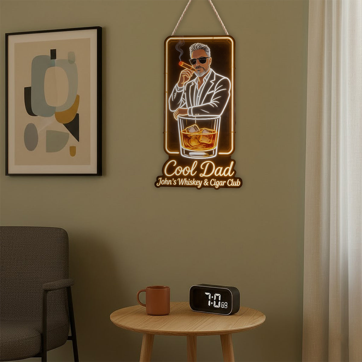 Super Papa - Enseigne en Acrylique LED Personnalisée