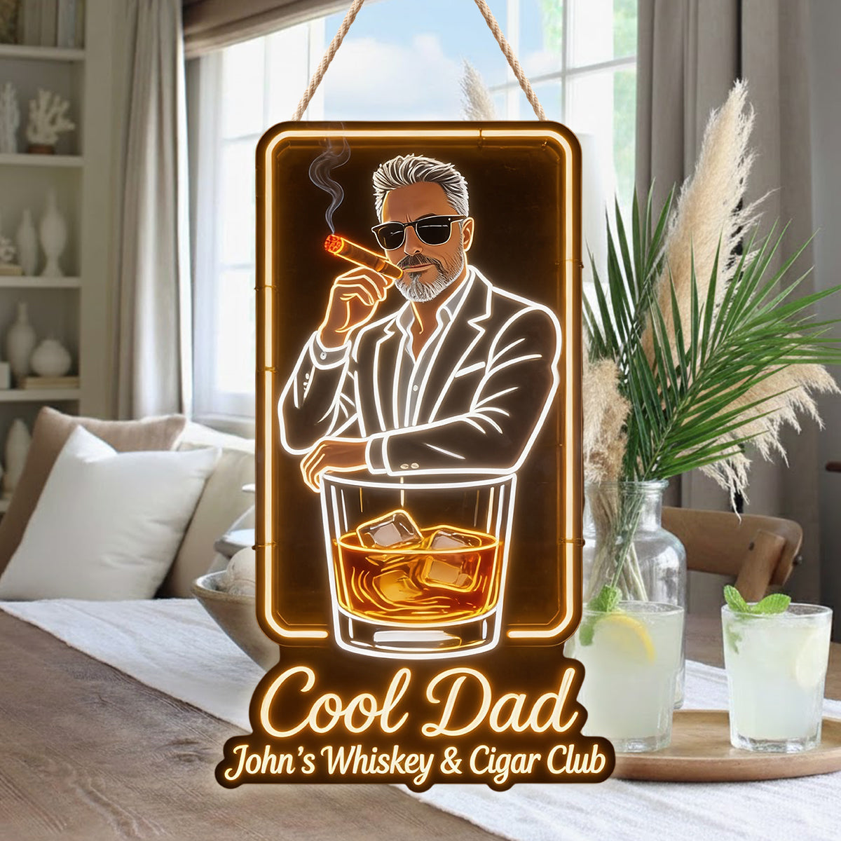 Super Papa - Enseigne en Acrylique LED Personnalisée