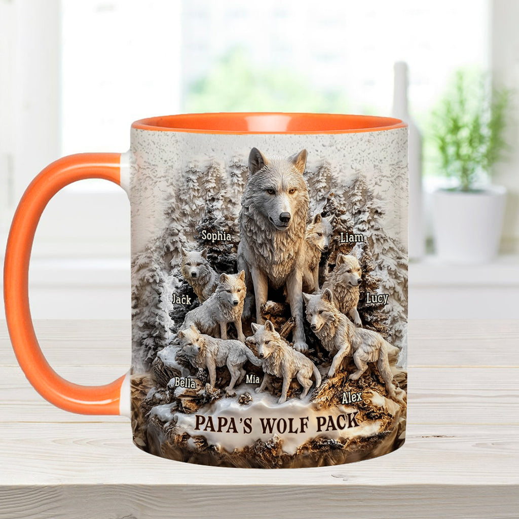 Papa's Wolf Pack - Personalized Father Accent Mug
