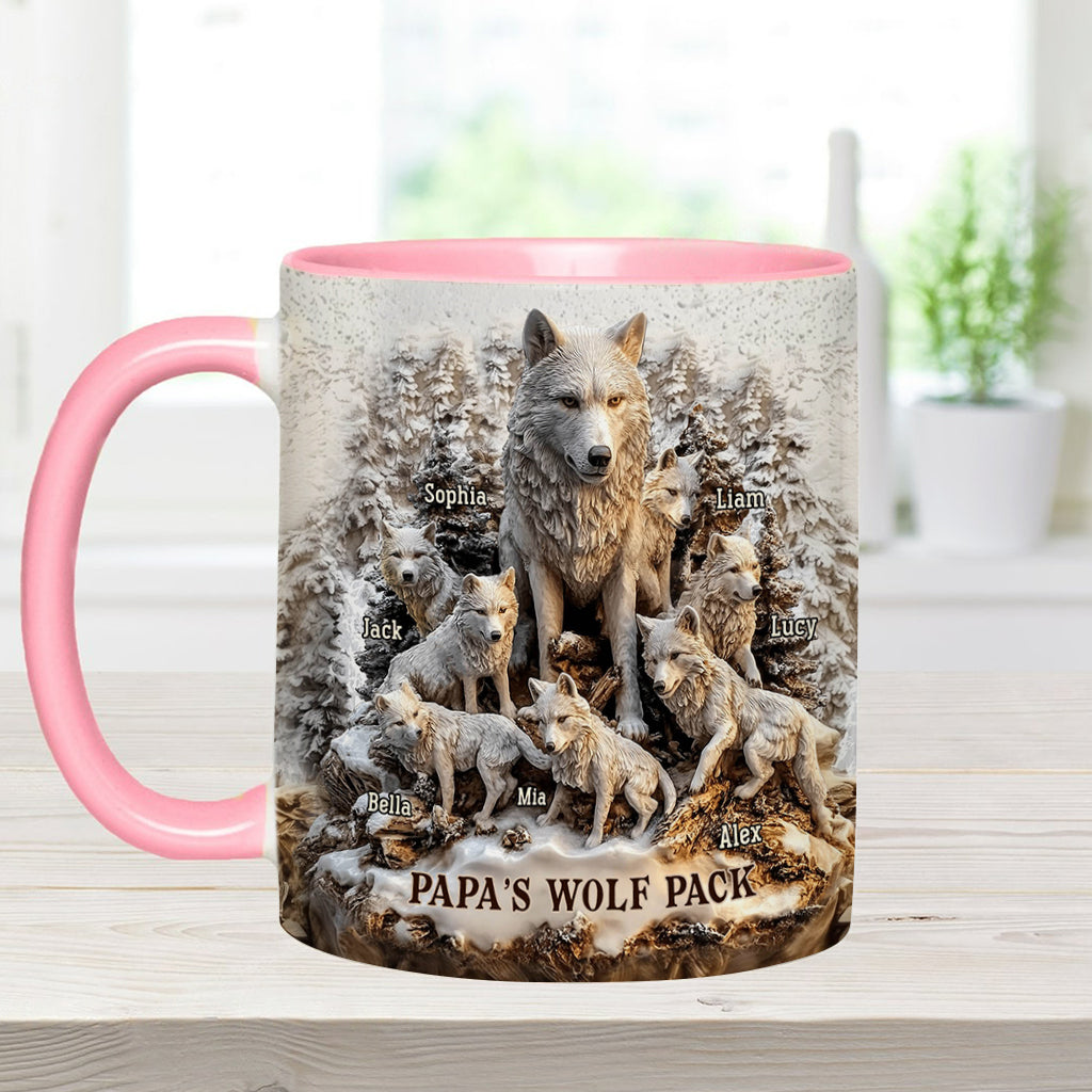 Papa's Wolf Pack - Personalized Father Accent Mug