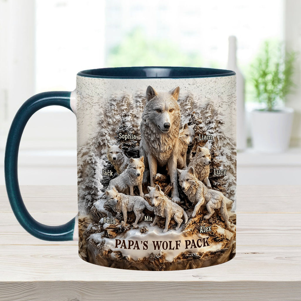 Papa's Wolf Pack - Personalized Father Accent Mug
