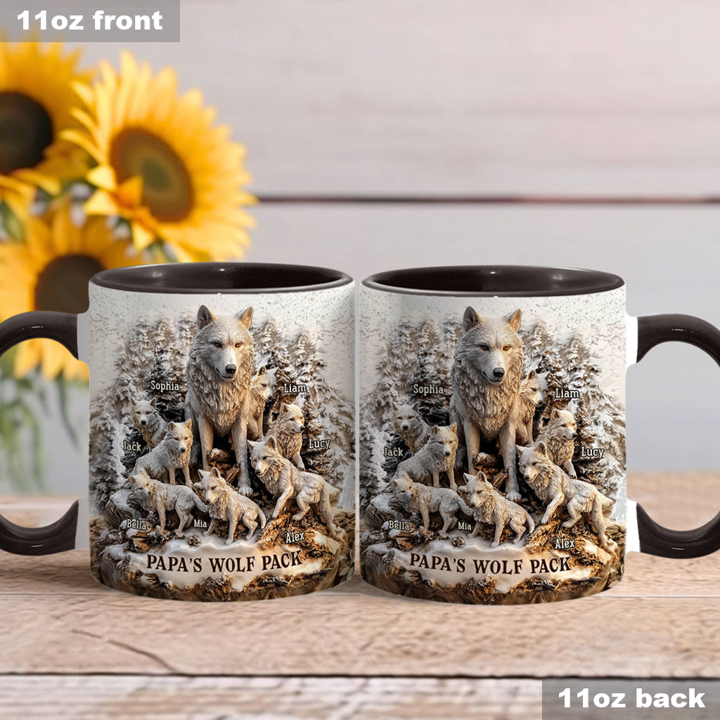 Papa's Wolf Pack - Personalized Father Accent Mug