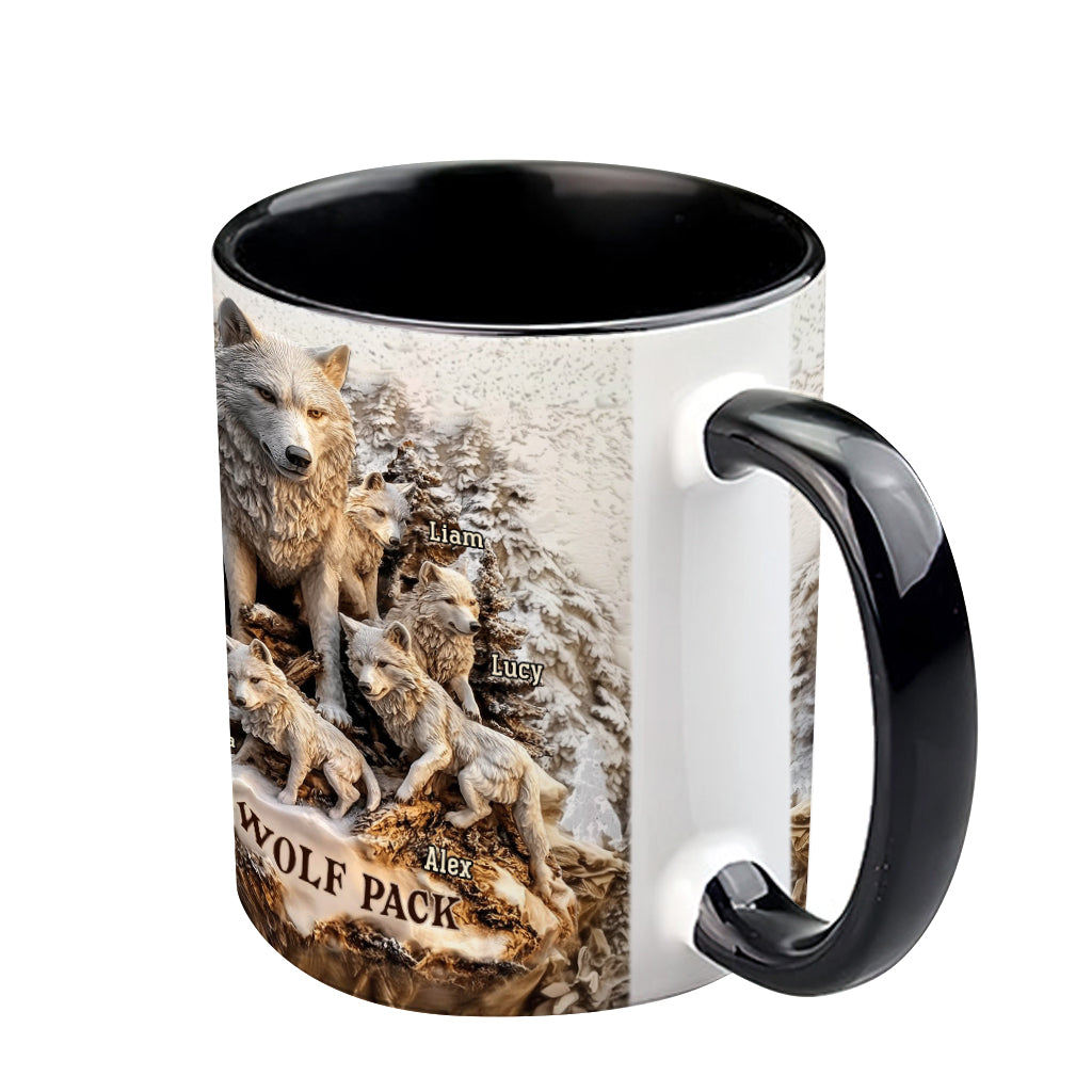 Papa's Wolf Pack - Personalized Father Accent Mug