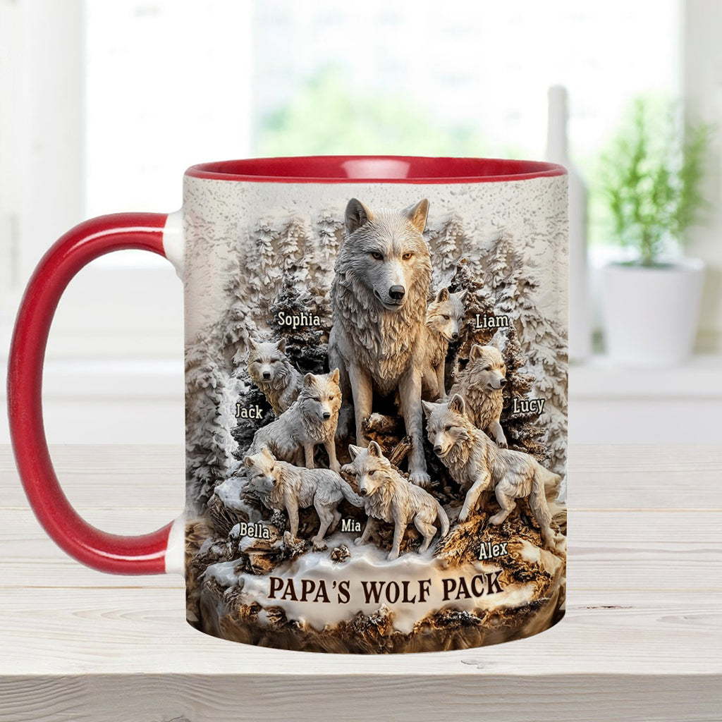 Papa's Wolf Pack - Personalized Father Accent Mug