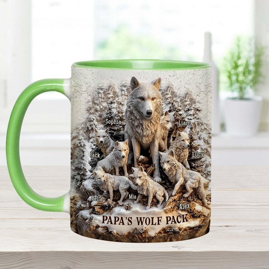 Papa's Wolf Pack - Personalized Father Accent Mug