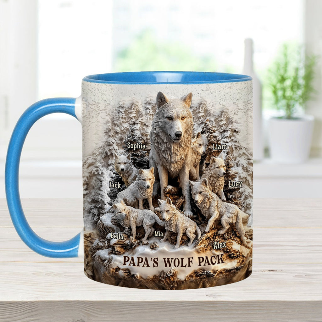 Papa's Wolf Pack - Personalized Father Accent Mug