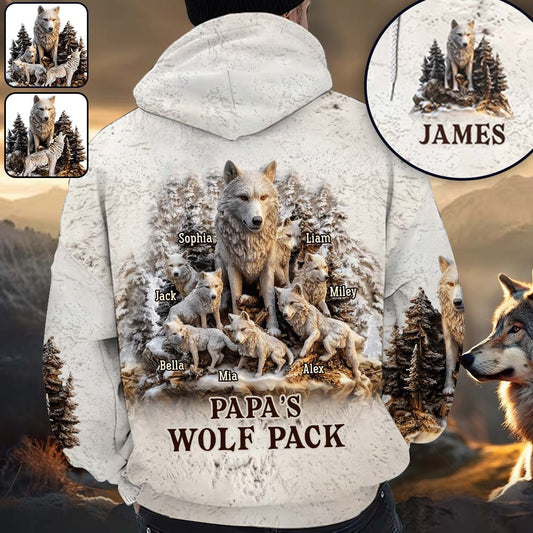 Papa Wolf Pack - Personalized Father All Over Shirt