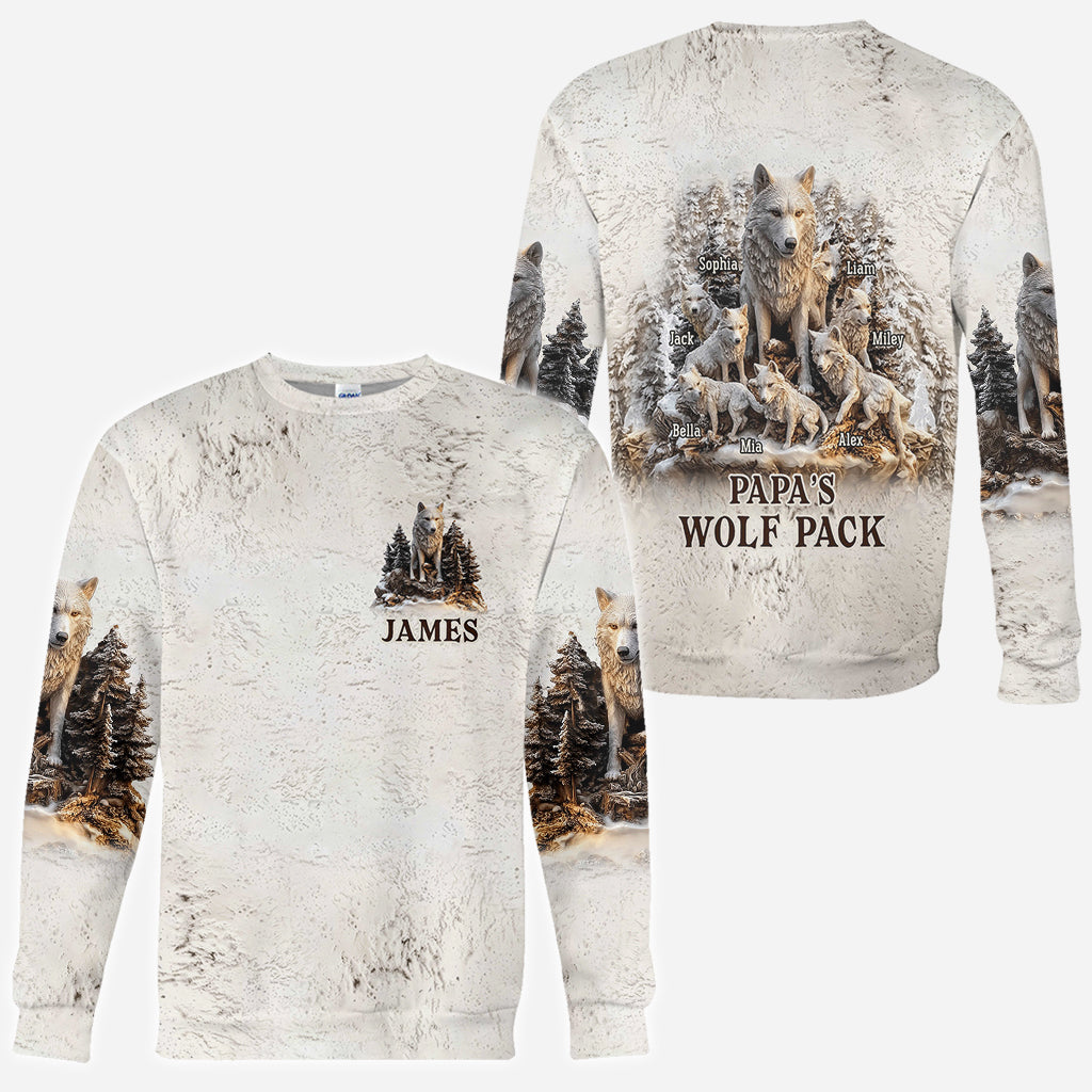 Papa Wolf Pack - Personalized Father All Over Shirt