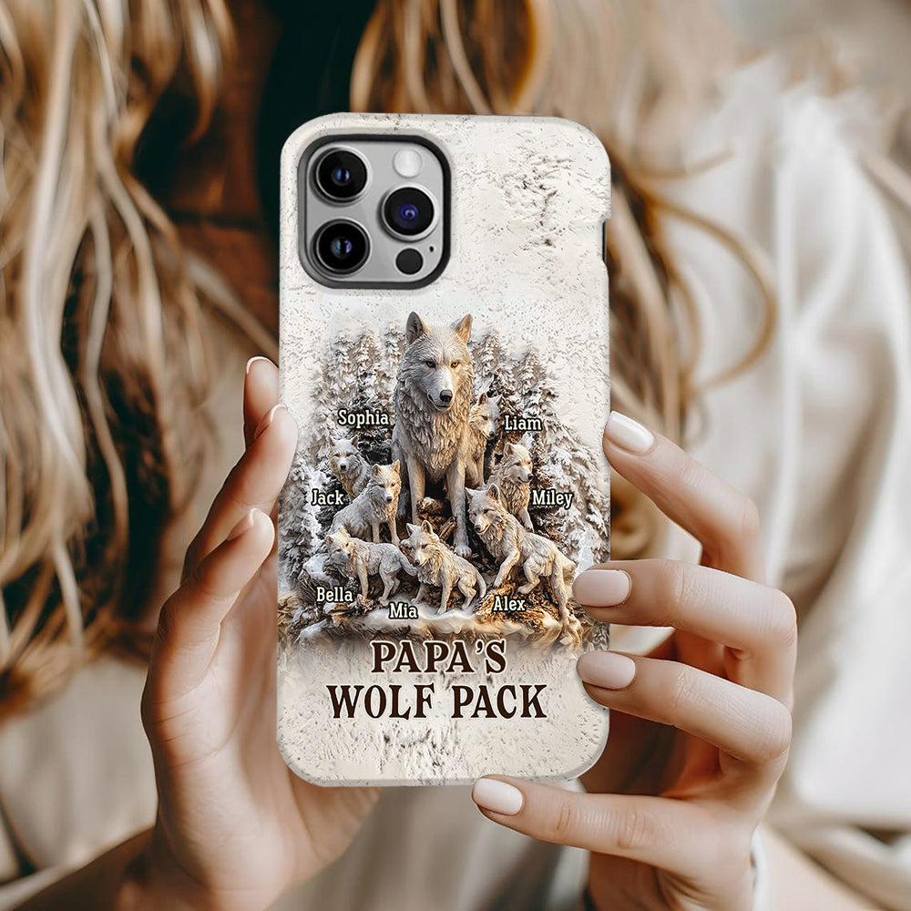 Papa's Wolf Pack - Personalized Father Full Print Phone Case