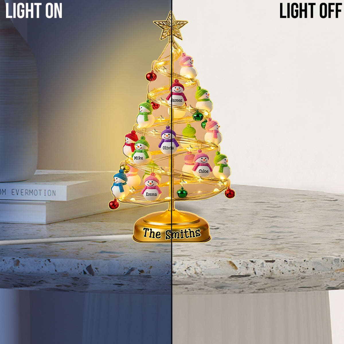 Snowman Family Gift - Personalized Family Acrylic LED Night Light