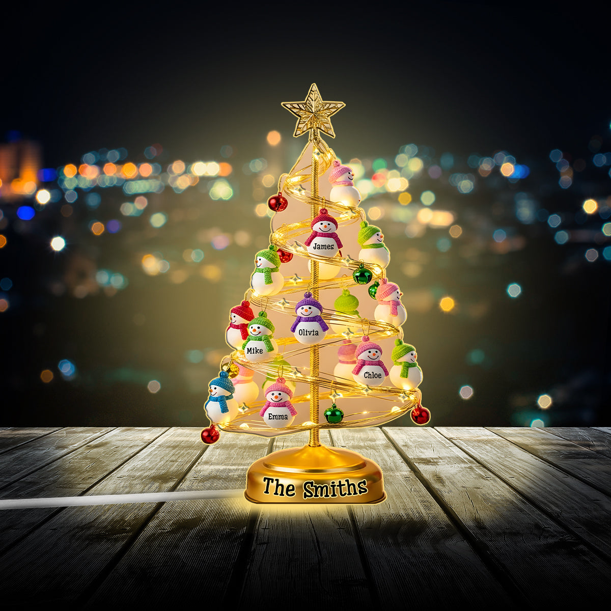 Snowman Family Gift - Personalized Family Acrylic LED Night Light