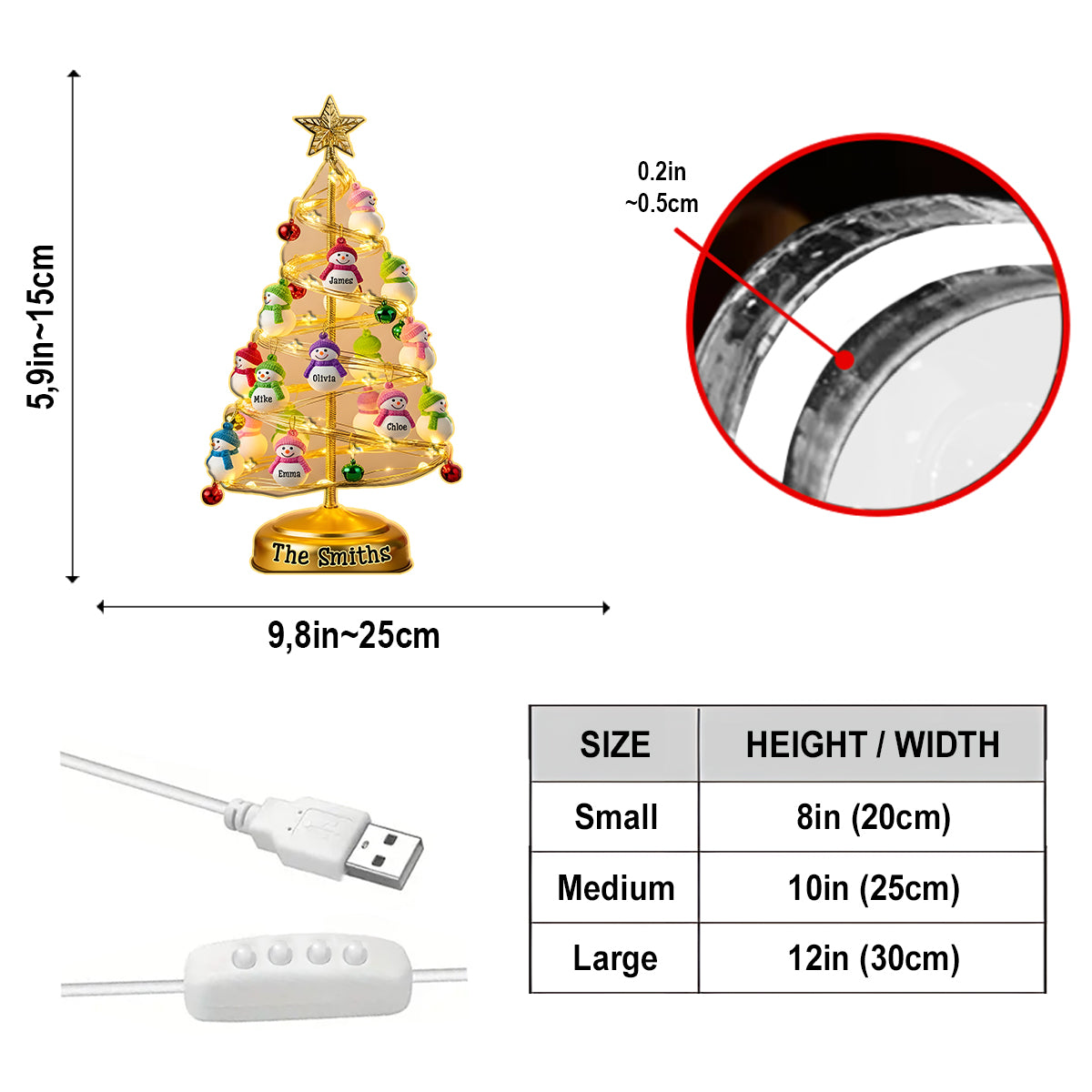 Snowman Family Gift - Personalized Family Acrylic LED Night Light