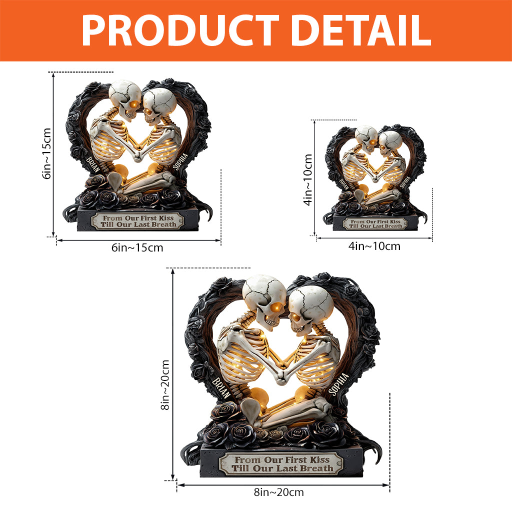 From Our First Kiss Till Our Last Breath - Personalized Skull Custom Shaped Acrylic Plaque