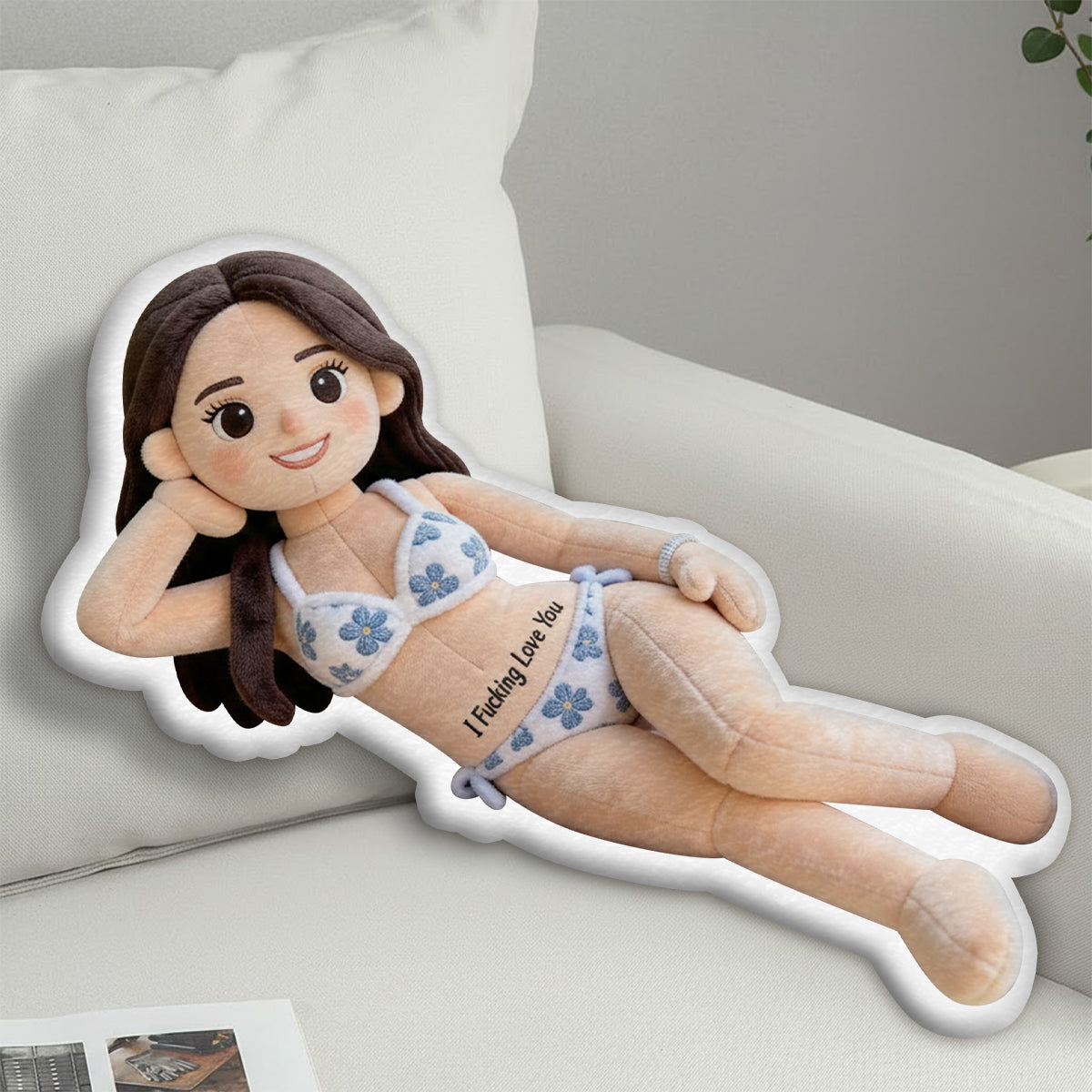 Romantic & Naughty - Personalized Spicy Couple Faux Fur Shaped Pillow