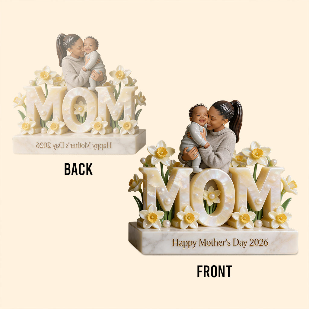 Custom Mother's Day Gift For Mom/ Grandma, Custom Any Flower - Personalized Mother Custom Shaped Acrylic Plaque