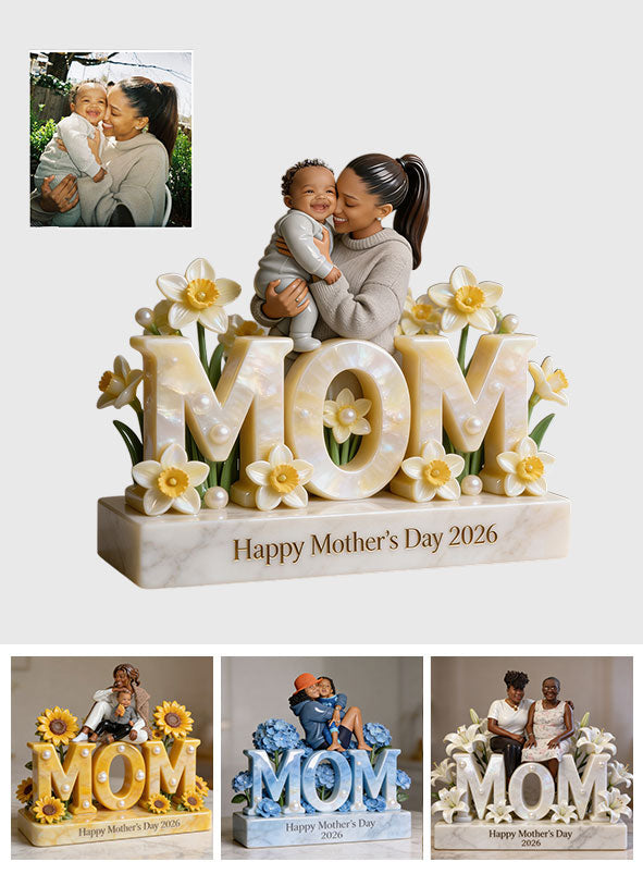 Custom Mother's Day Gift For Mom/ Grandma, Custom Any Flower - Personalized Mother Custom Shaped Acrylic Plaque