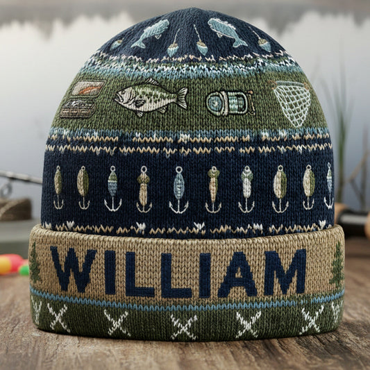 Hooked on Fishing - Personalized Fishing Beanie Hat