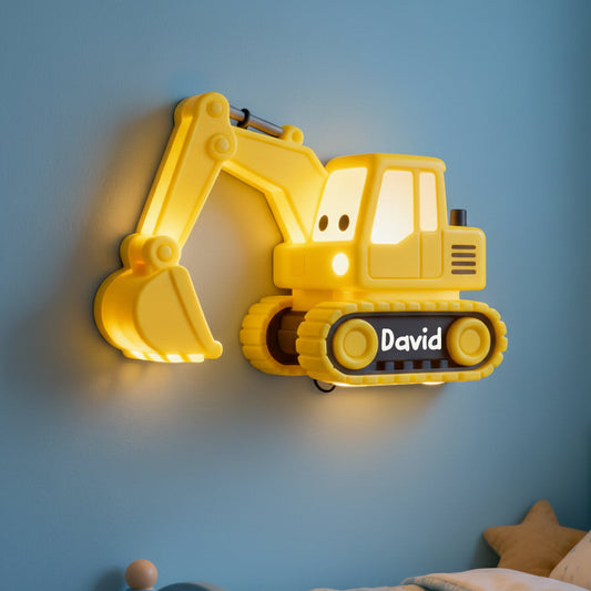 Excavator Night Light - Personalized Kid LED Light Acrylic Sign