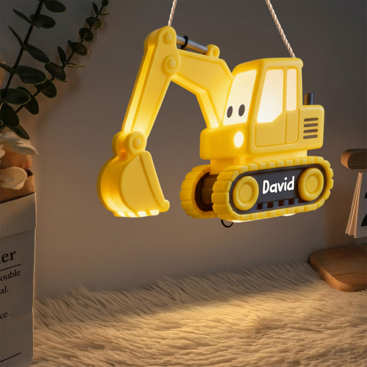Excavator Night Light - Personalized Kid LED Light Acrylic Sign