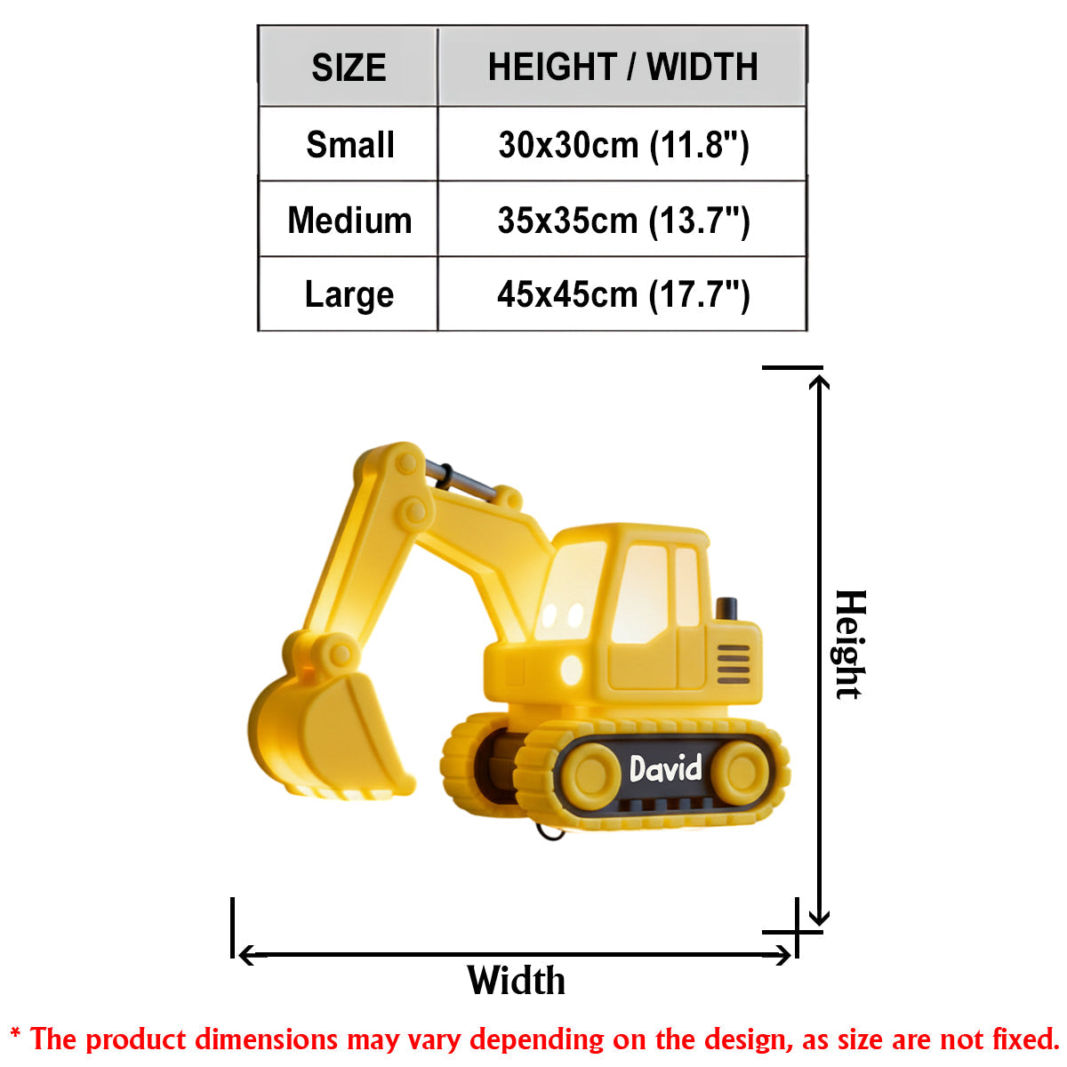 Excavator Night Light - Personalized Kid LED Light Acrylic Sign
