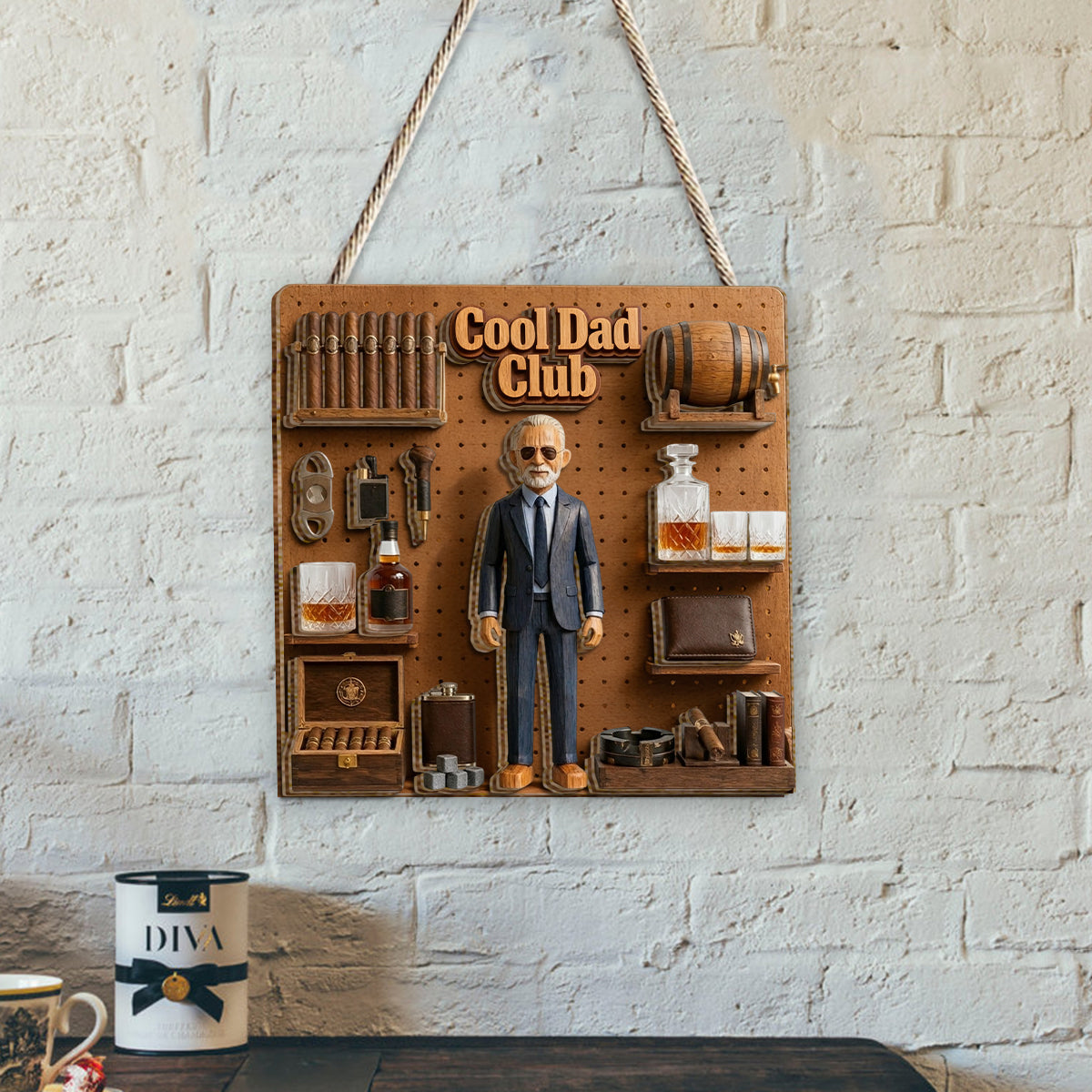 Amateurs de Whisky & Cigares - Plaque en Bois Personnalisée à 2 Couches