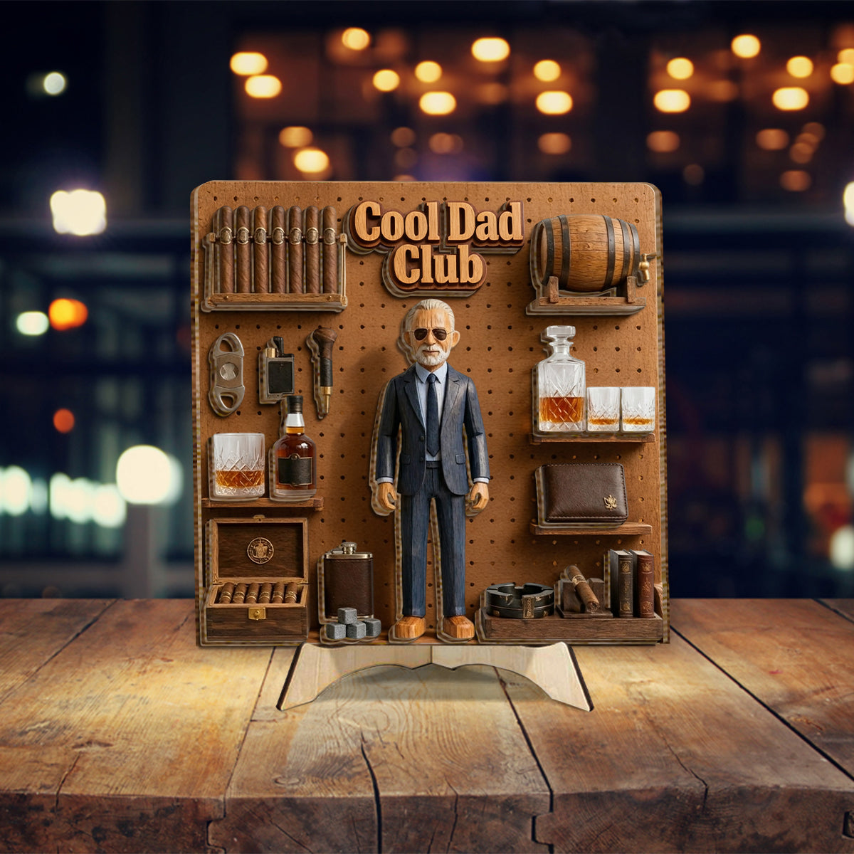 Amateurs de Whisky & Cigares - Plaque en Bois Personnalisée à 2 Couches