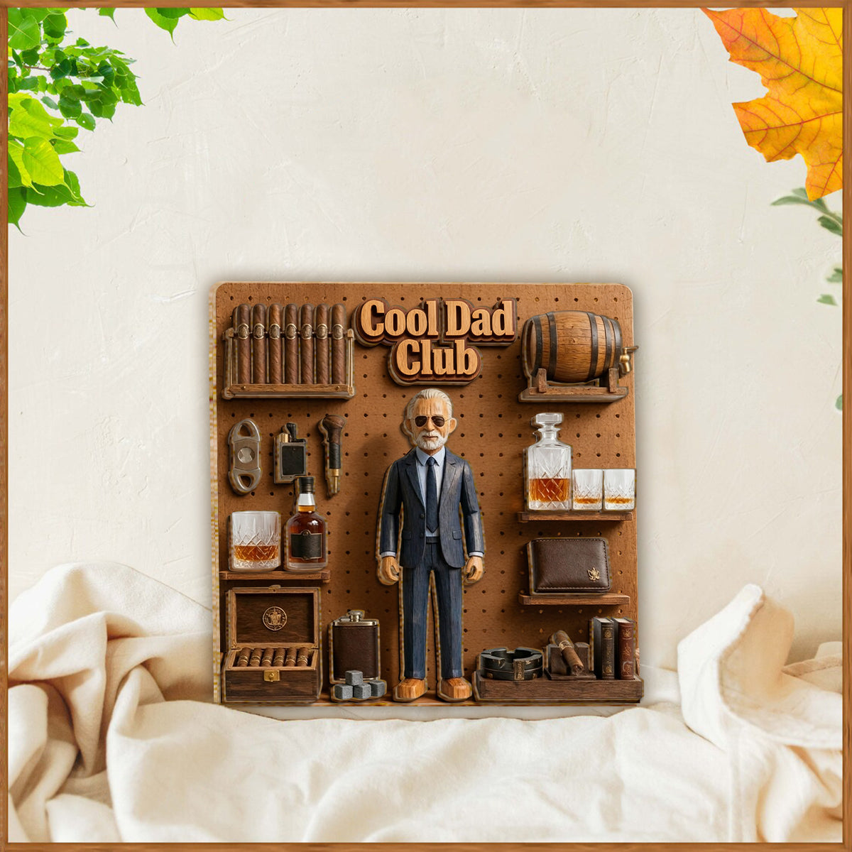 Amateurs de Whisky & Cigares - Plaque en Bois Personnalisée à 2 Couches