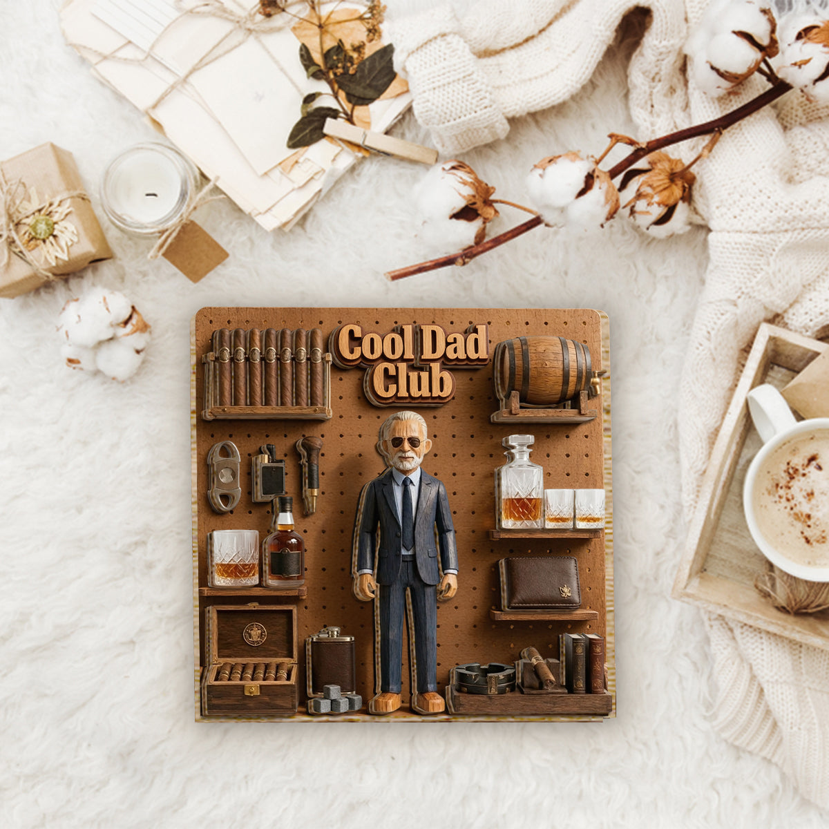 Amateurs de Whisky & Cigares - Plaque en Bois Personnalisée à 2 Couches